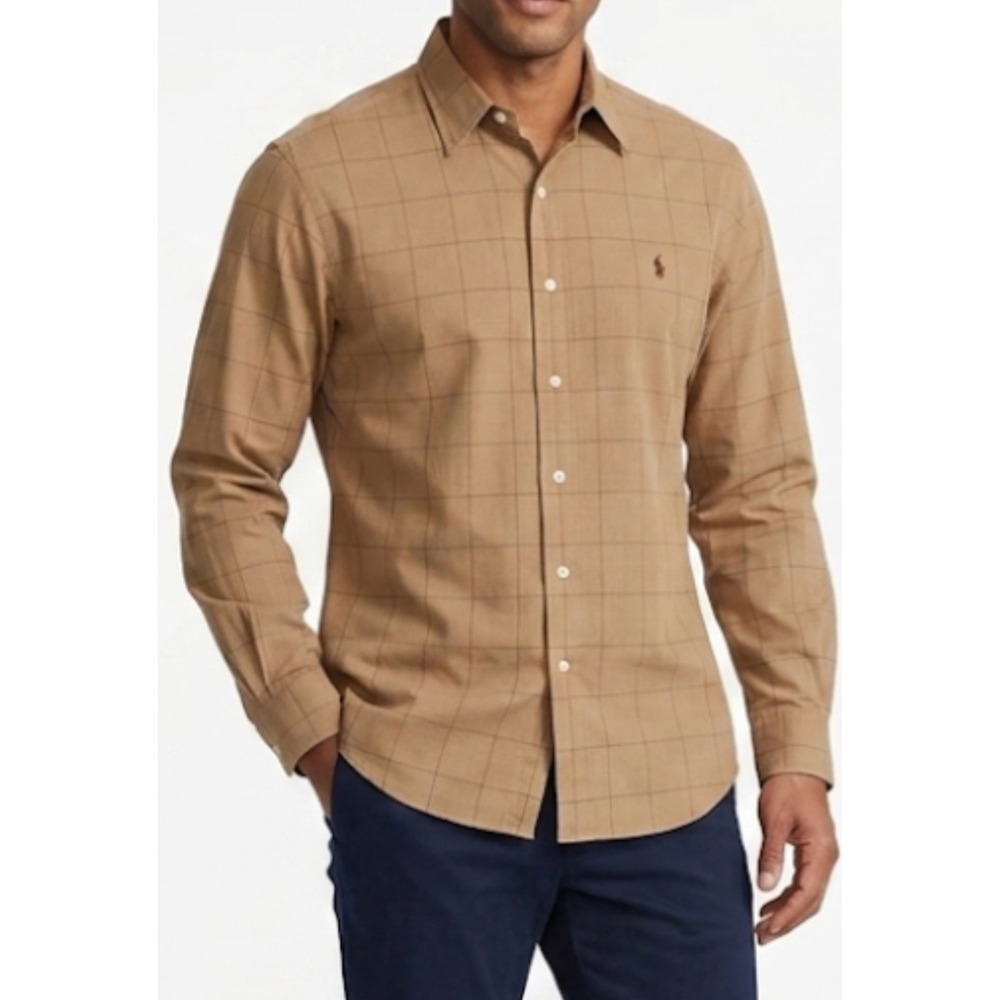 Vintage Polo Ralph Lauren Shirt Men Large Lowell Sport Flannel Brown L Button Up